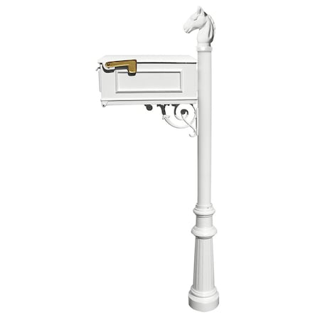 Qualarc Mailbox w/fluted base and horsehead finial LM-801-LPST-WHT